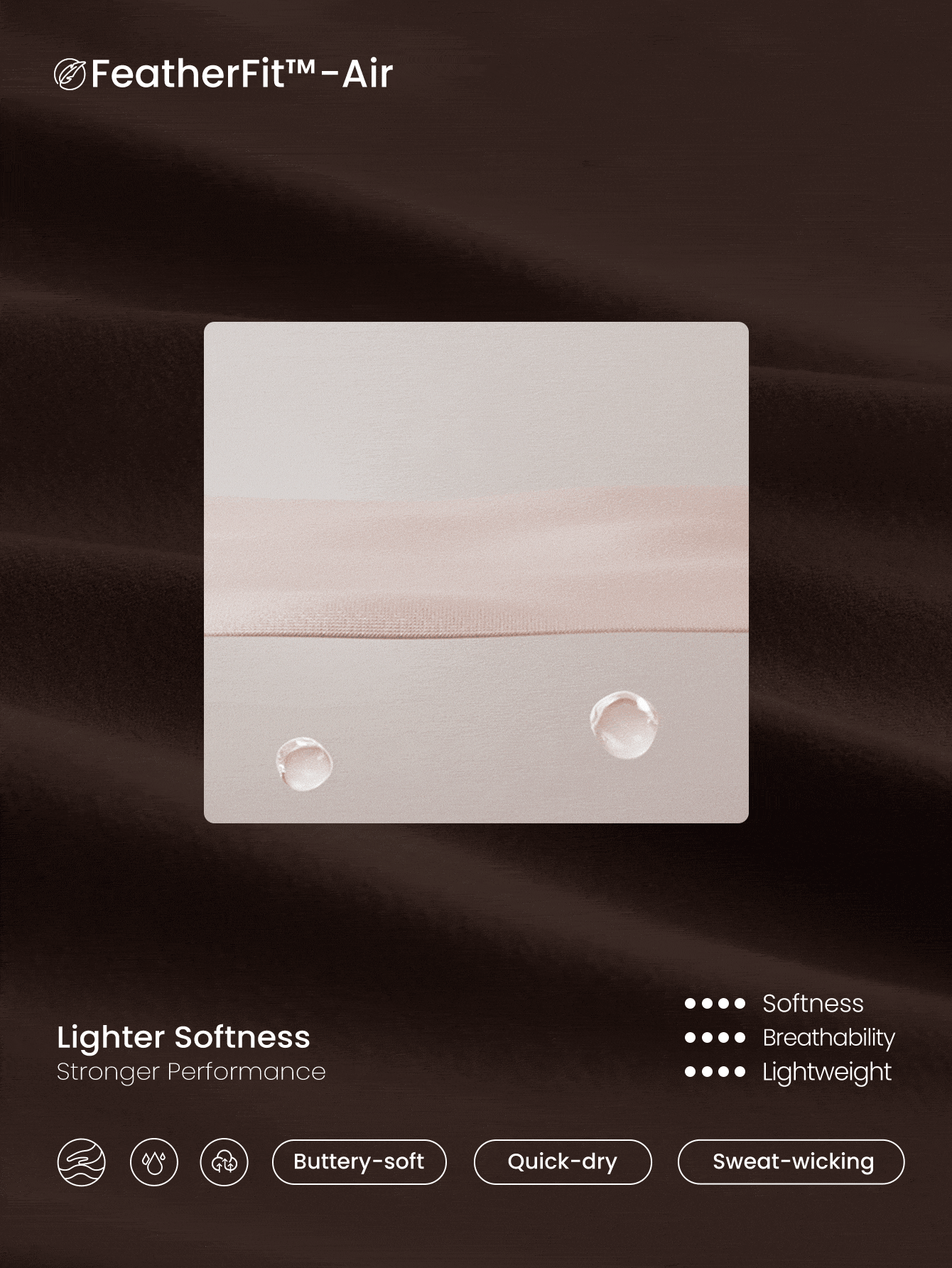 GLOWMODE Falda midi diaria casual FeatherFit™ con abertura lateral, cordón ajustable y drapeado, de secado rápido y con gestión de la humedad - Marrón Chocolate - Añade 4