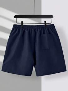 EASEVO Plus Size Men Palm Tree & Slogan Printed Round Neck Short Sleeve T-Shirt And Shorts Casual Suit - Dusty Blue - View 7