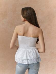 Écloséra Parte superior tubo tipo babydoll con espalda de tirantes en estilo patchwork para vacaciones