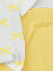 SHEIN Leap Crew 2pcs Tween Girls Casual Minimalist Short Sleeve T-Shirt And Shorts Set, Suitable For Summer - White - View 4