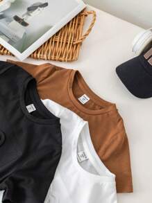 SHEIN Leap Crew Áo thun nam phong cách Hàn Quốc thường ngày, in hình gấu 3D dễ thương, ngộ nghĩnh, nhiều mẫu (3 kiểu, 1 áo mỗi kiểu), mùa hè. - Nhiều màu - Xem 10