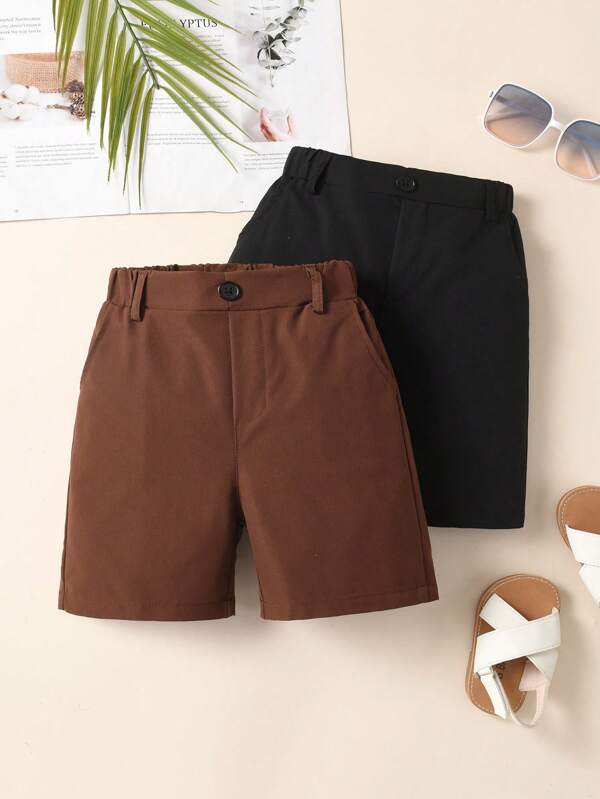 Souflis Souflis Pantalones cortos casuales y versátiles de color liso para niño