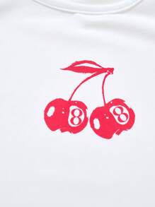 SHEIN Top corto sin mangas ajustado de estilo casual con estampado de cerezas para niña adolescente