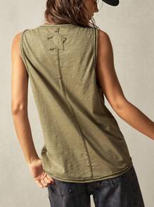 Bohemela 波西米亚风女士休闲纯色无袖针织上衣，宽松夏季款 - 綠色 - 查看 7