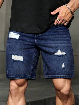RivetRise Herren lässige, zerstörte enge Jeans Shorts