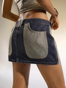 Easelle Casual denim rok voor dames, eenvoudig en modieus voor dagelijks gebruik