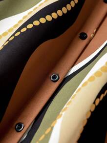 EMERY ROSE Women's Full Print Casual Long Sleeve Mid-Length Button Front Dress - Multicolor - View 6