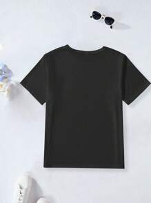 SHEIN 4 件套年轻女孩可爱字母爱心和动物印花圆领休闲 T 恤，日常穿着，夏季 - 彩色 - 查看 2