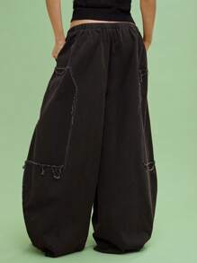 COUREZ 男女通用宽松桶形阔腿棉质工装裤 Y2K 复古 100% 棉