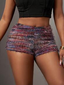 Slaydiva Quần short Leisure Chic dành cho nữ có vải kết cấu - Màu tím - Xem 8