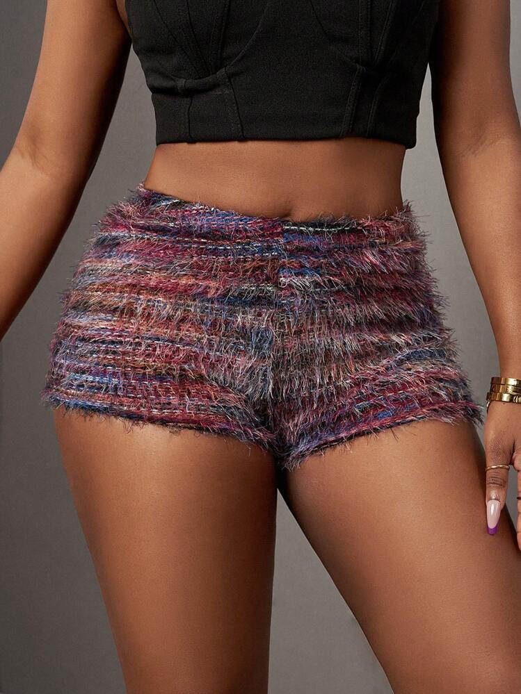 SHEIN Slayr Quần short Leisure Chic dành cho nữ có vải kết cấu - Màu tím - Xem 7