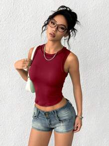 INAWLY Divertida camiseta de tirantes casual y personalizada para mujer - Burdeos - Ver 6