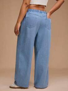 Forever 21 大码女式口袋设计阔腿宽松休闲百搭牛仔裤