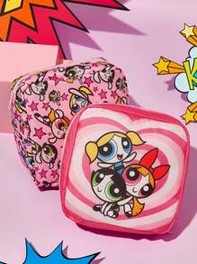 THE POWERPUFF GIRLS X SHEIN 1个花朵、泡泡、毛茛图案涤纶纤维收纳袋，可用作女性卫生用品收纳袋、数码产品收纳袋、小物件收纳袋，花朵、泡泡、毛茛、爱、友谊、Y2K、情人节