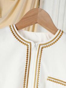 2pcs Young Boy Traditional Long Robe Abaya/Thobe Set For Ramadan/EID/Mubarak - White - View 5