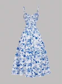 SHEIN Privé Women's Spring/Summer New Vacation Elegant Romantic Blue And White Flowers Floral Print Sleeveless Chest Cup Dress,Sexy Waist-High Print Dress,Bohemian Dress,Floral Dress Women,Birthday Dress,Graduation Dress,Spring Women Dresses,Blue And White Printed Long Dress, Floral Dress,Floral Dress,Beach Outfits,Country Dress Suitable For Valentine's Day, Concert, Performance, Date, Party,Wedding Season, Beach,Hawaii,Sexy, Elegant, Commute, Back To School, Vacation