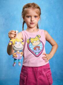 Nick 90s | SHEIN Young Girl 2pcs Cute Heart Pattern Knit Ribbed Sleeveless Summer Tank Tops, Multiple Pieces - Pink - View 3