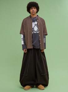 COUREZ 男女通用宽松桶形阔腿棉质工装裤 Y2K 复古 100% 棉