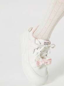 ROMWE Kawaii 女士粉色蝴蝶结系带休闲软底轻便跑步鞋，玛丽珍小皮鞋，甜美风格运动鞋 - 粉色 - 查看 8