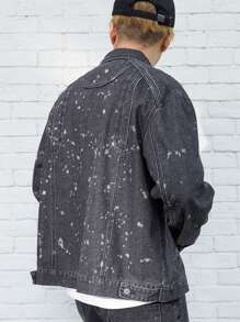 Manfinity Homme Men's Casual Denim Jacket, Simple And Fashionable For Daily Wear - Black - View 2