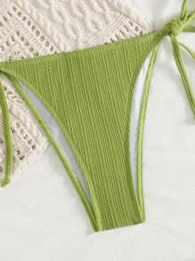 Swim Mod Damen Unifarben Bikini-Set mit Trägern und Hose, einfach und stilvoll für den Alltag Outfit, Badeanzug für Sommerurlaub am Strand - Senfgelb - Übersicht 4