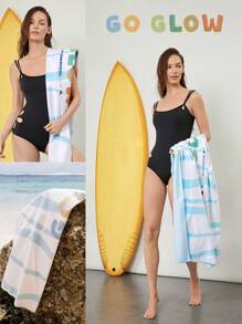 GLOWMODE X Nature Dream Bali VersaTowel Foldable Hooded Wrap Bath Towel Gym Workout Swim - White - View 8