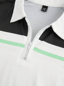 Manfinity Homme Camisa tipo polo de manga larga con estampado de color contrastante para hombre, de estilo casual
