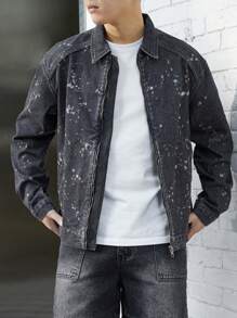 Manfinity Homme Men's Casual Denim Jacket, Simple And Fashionable For Daily Wear - Black - View 5