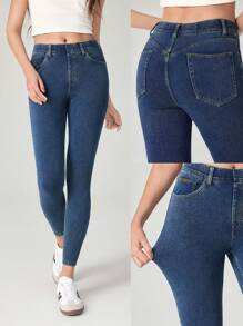 GLOWMODE Jeanious 超弹力经典牛仔紧身牛仔裤 瑜伽日常 带五个口袋 瑜伽日常 - 淺色水洗藍 - 查看 9