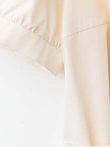 SHEIN Clasi Plus Size Women's Elegant Simple Button Decor Bowknot Belted Short Sleeve Thin Blazer Graduation,Back To School,Teacher Outfits For Women - Apricot - View 5