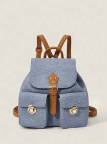 Muvela Women's Multi-Pocket Large Capacity Casual Backpack - Blue - View 1