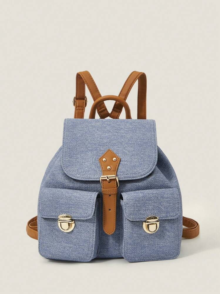 Muvela Women's Multi-Pocket Large Capacity Casual Backpack - Blue - View 1