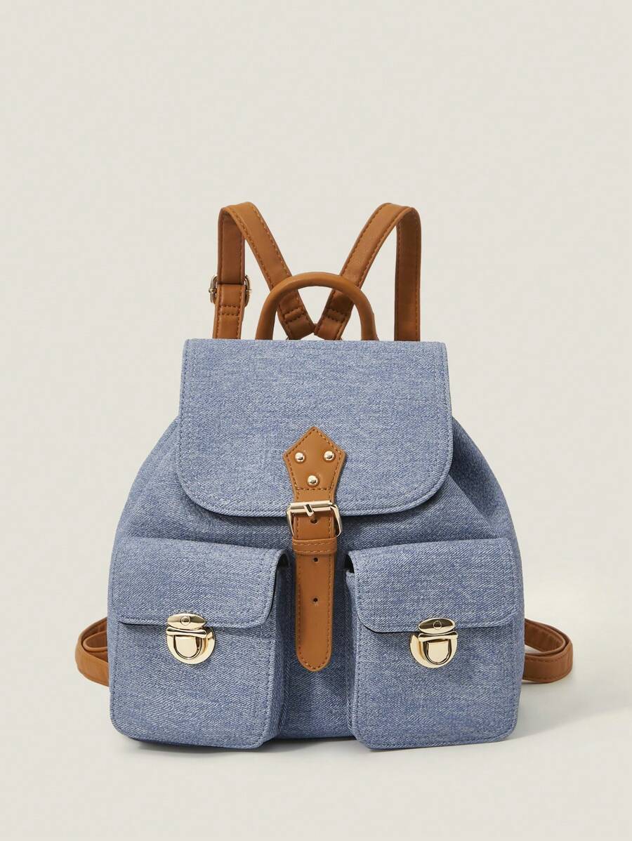 Muvela Women's Multi-Pocket Large Capacity Casual Backpack - Blue - View 1