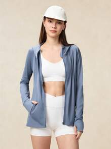 OutZeal 女士全天防晒凉爽触感面料连帽夹克，带拉链口袋