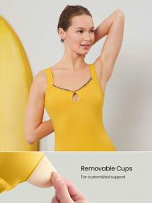 GLOWMODE X Nature Dream Bali 3.5 英寸速干镂空刺绣饰边耐氯衬里连体泳衣夏季游泳海滩度假装可拆卸罩杯