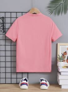 SHEIN Tween Boy Collared Solid Color Knitted Short Sleeve Polo Shirt