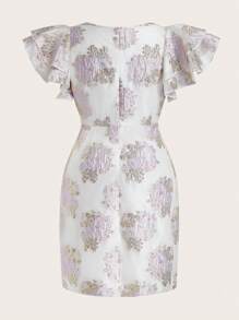 Ellevyn Enges Mini-Kleid in Rosa mit Jacquard-Webmuster für große Größen, quadratischer Ausschnitt, Puffärmel, elegant für romantische Outfits im Alltag, Frühlings-/Sommerkleid für Frauen, Rosa Kleid in großen Größen, Mini-Kleid, Rosa Kleid für Frauen, Kleider, Spitzenkleid, bescheidenes Kleid für Frauen, Rüschenkleid, Partykleid, elegantes Kleid, Tee-Kleid, Sommerkleid in großen Größen, Kurvenkleid, Kleider für Hochzeit, Veranstaltung, Ausgehkleid