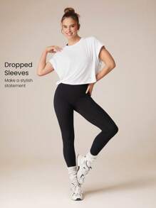 GLOWMODE Modal Oversized Short Sleeve Tee With Keyhole Back Low Impact Yoga Daily Casual