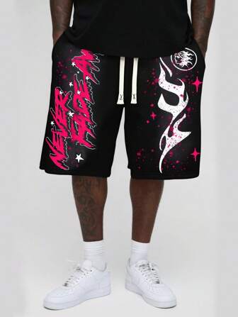 Street Life Shorts de longitud hasta la rodilla con gráfico impreso en la cara para hombres, apropiados para uso casual diario, primavera/verano
