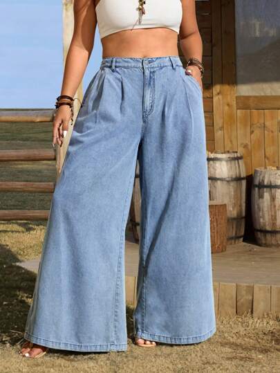 EMERY ROSE Vaqueros con corte holgado y sencillo, adecuados para el verano, en talla grande