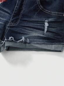 ROMWE Grunge Punk Pantalones cortos de mezclilla con estampado de bandera nacional de estilo vintage Y2K, de cintura baja y sexy, para mujeres, para conciertos y festivales de verano