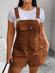 SHEIN MOOSTA Plus Size Solid Color Casual Jumpsuit, Suitable For Summer