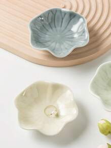 1 khay đựng đồ trang sức lá sen bằng gốm sứ thanh lịch để đựng hoa tai, nhẫn, chìa khóa và phụ kiện nhỏ, quà tặng sinh nhật hoặc năm mới hoàn hảo, lưu trữ trên bàn làm việc ngày lễ tình nhân - Màu xanh lam - Xem 4