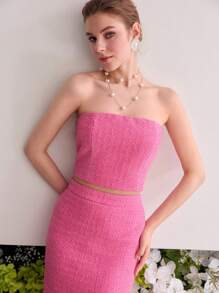 MOTF Soiréza WOOL ZIPPER BACK TUBE TOP - Hot Pink - View 5