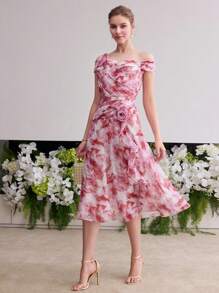 MOTF Soiréza FLORAL PRINT RUFFLE DRESS - Multicolor - View 4