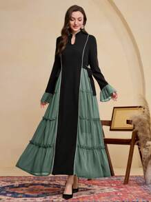 Al Najma 女式侧开衩侧系腰阿拉伯风格连衣裙，春夏季，端庄