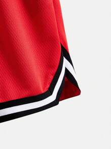 SHEIN Pantalones cortos deportivos para niño preadolescente con cordón en la cintura y ribete a rayas