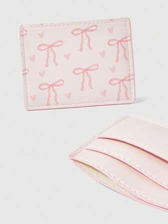 Kawaii Cute Pink Bow Butterfly Design Portable Card Holder Wallet