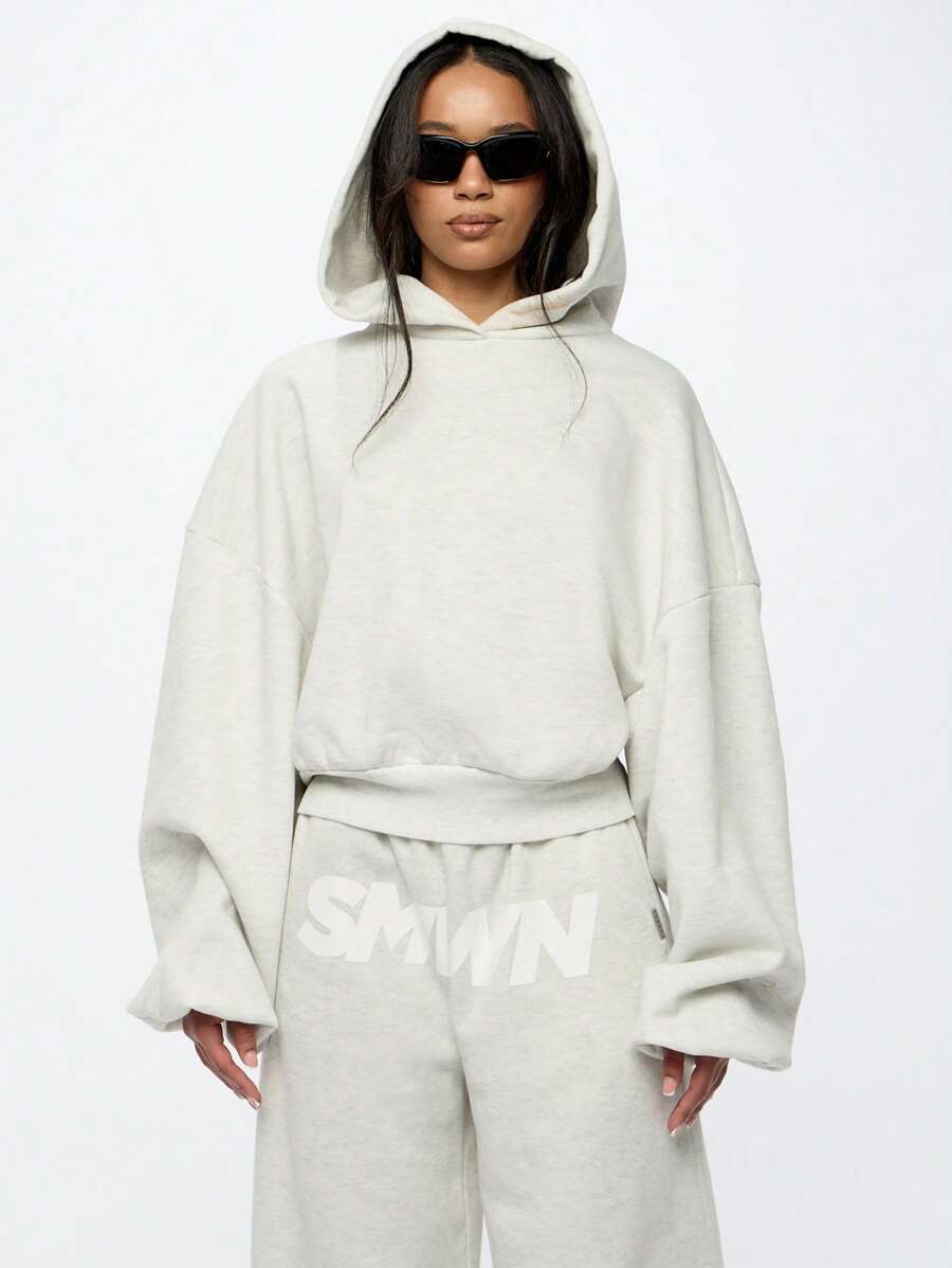 SUMWON WOMEN Áo chui đầu hoodie cắt cúp quá khổ hiện đại thể thao thoải mái đường phố thể thao cơ bản thiết yếu mùa đông mùa thu đồ mặc nhà rộng rãi thời trang đô thị - Xám - Xem 1