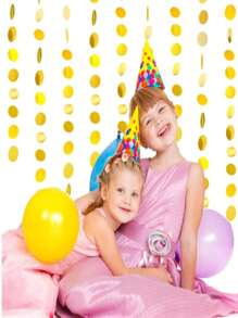 SHEIN Basic living 36pcs Gold Party Decorations Circle Dots Garland Metallic Gold Light Pink And White Hanging Polka Dot Streamer For Women Birthday Shower Bridal Shower Wedding Princess Party Supplies,Christmas